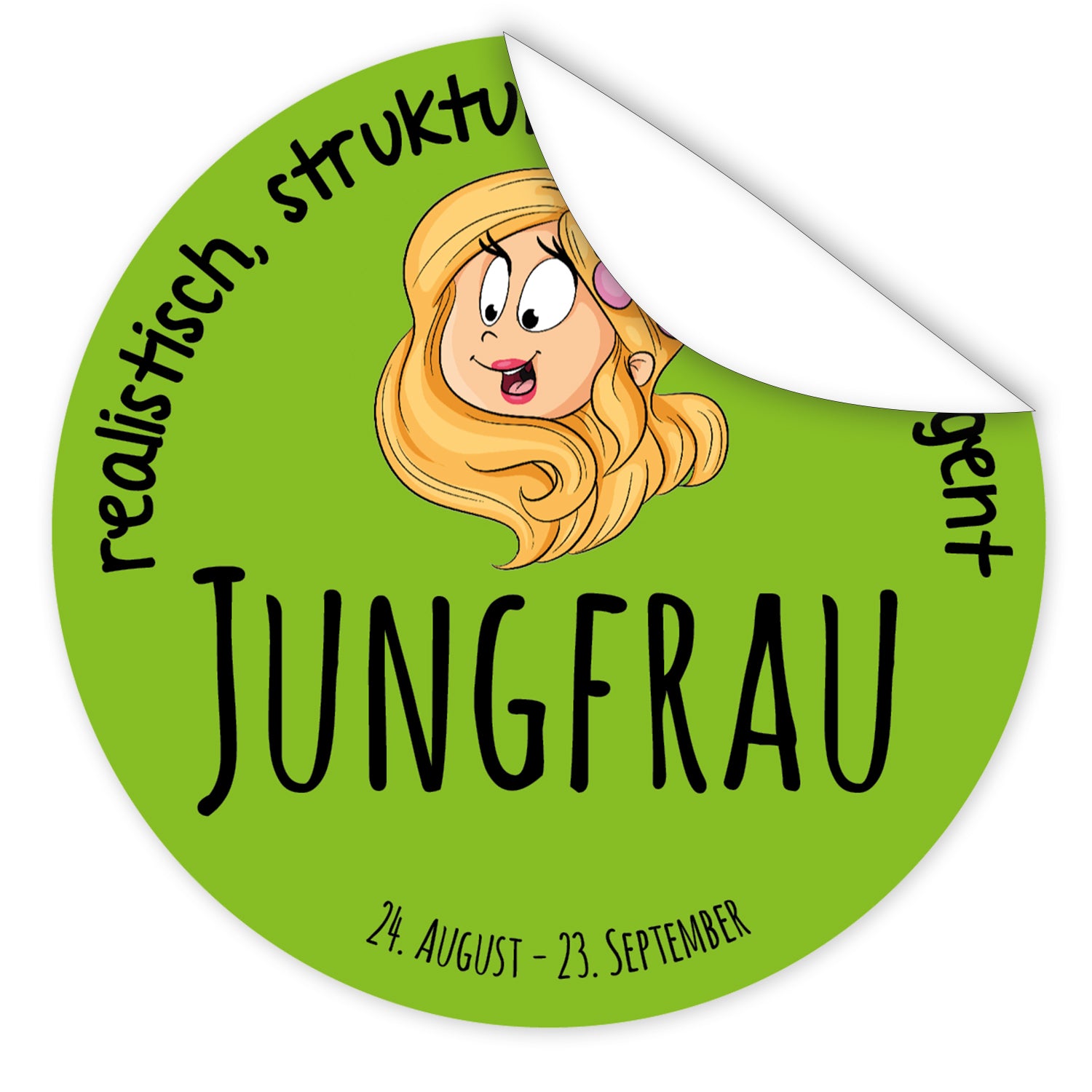 Aufkleber-Sternzeichen-Comic-Jungfrau-Comic-Sternzeichenfigur