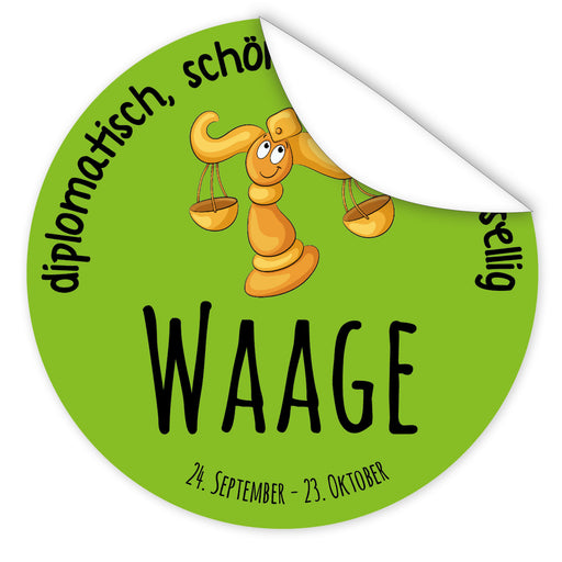 Aufkleber-Sternzeichen-Comic-Waage-Comic-Sternzeichenfigur