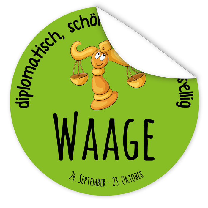 Aufkleber-Sternzeichen-Comic-Waage-Comic-Sternzeichenfigur