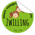 Aufkleber-Sternzeichen-Comic-Zwilling-Comic-Sternzeichenfigur