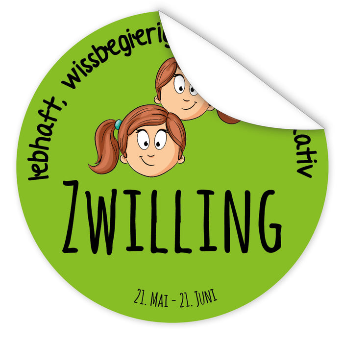 Aufkleber-Sternzeichen-Comic-Zwilling-Comic-Sternzeichenfigur