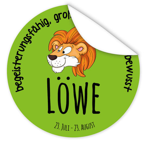 Aufkleber-Sternzeichen-Comic-Loewe-Comic-Sternzeichenfigur