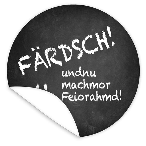 Aufkleber-Faerdsch-Und-nu-machmor-Feiorahmd-Design-Tafel-mit-Kreideschrift