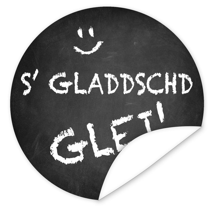Aufkleber-S-gladdschd-glei-Design-Tafel-mit-Kreideschrift