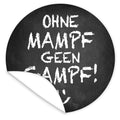 Aufkleber-ohne-mampf-geen-Gampf-Design-Tafel-mit-Kreideschrift