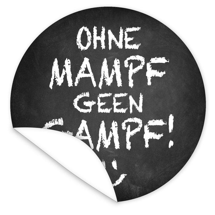 Aufkleber-ohne-mampf-geen-Gampf-Design-Tafel-mit-Kreideschrift