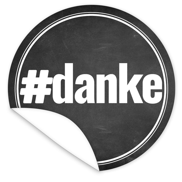 Aufkleber-danke-weisse-Schrift-auf-schwarzem-Tafelboard