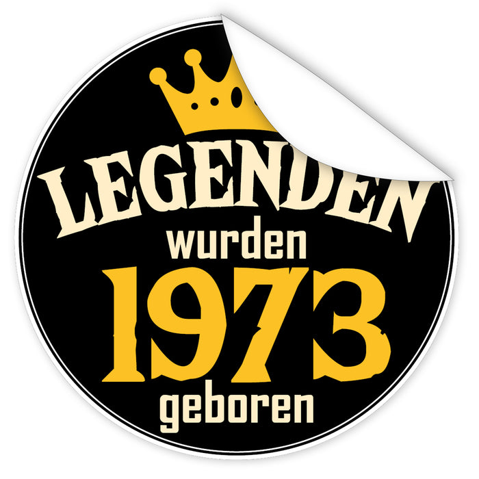 Legenden-wurden-1973-geboren-blauer-Aufkleber
