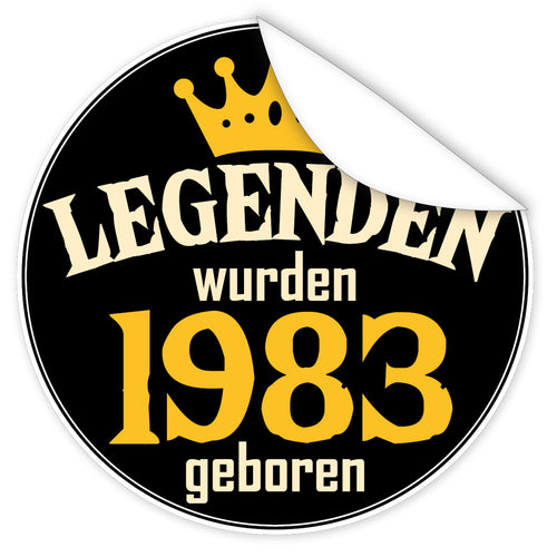 Legenden-wurden-1983-geboren-blauer-Aufkleber