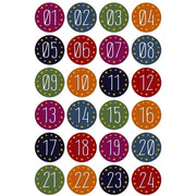 "25 Kraftpapiertüten mit 24 Adventsaufklebern".