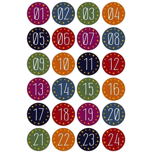 "25 Kraftpapiertüten mit 24 Adventsaufklebern".