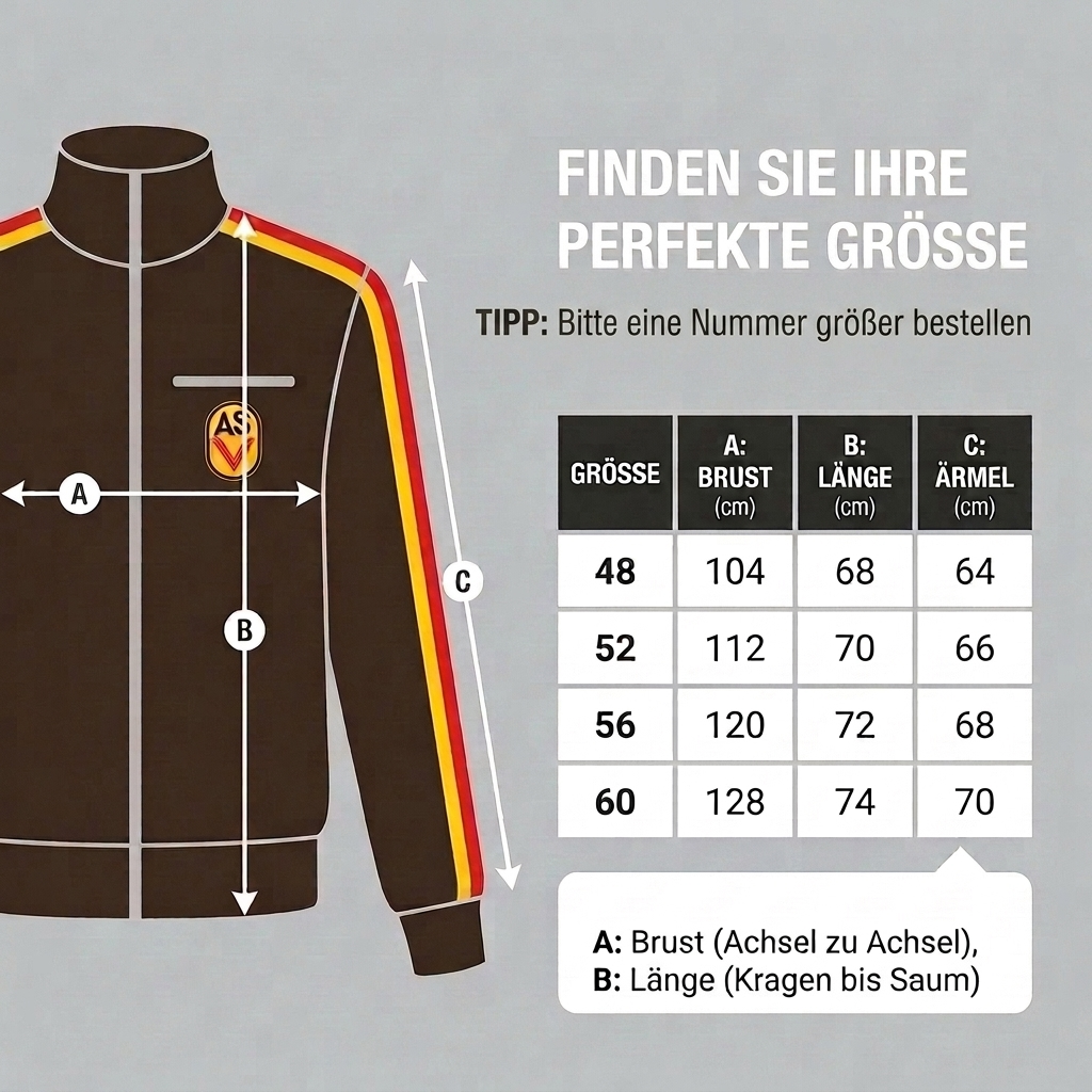 NVA Sportjacke ASV Vorwärts Repro – DDR Kult Trainingsjacke, braun, mit Reißverschluss & ASV-Aufnäher