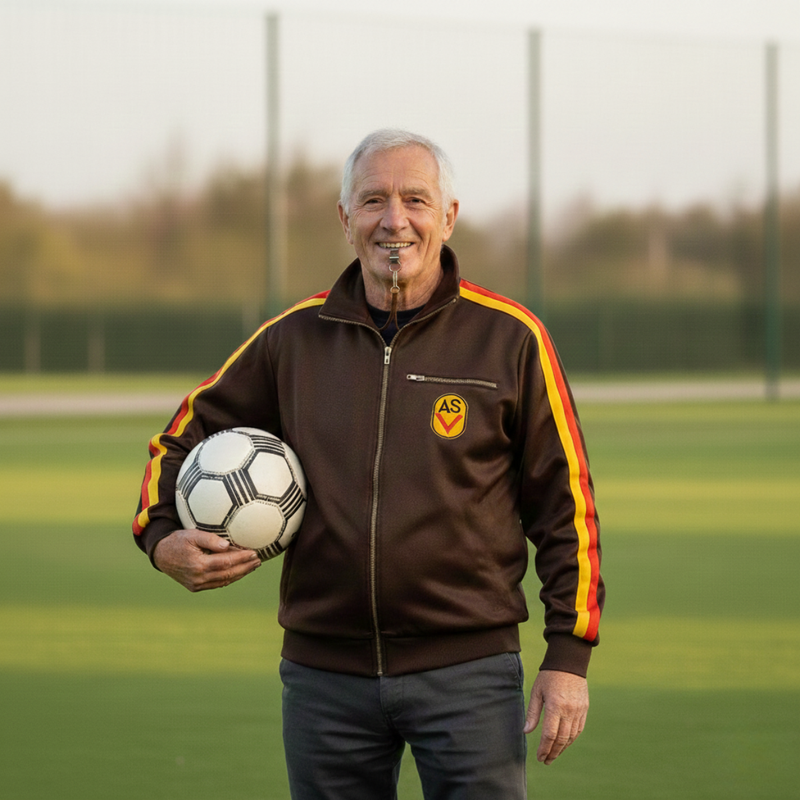 NVA Sportjacke ASV Vorwärts Repro – DDR Kult Trainingsjacke, braun, mit Reißverschluss & ASV-Aufnäher