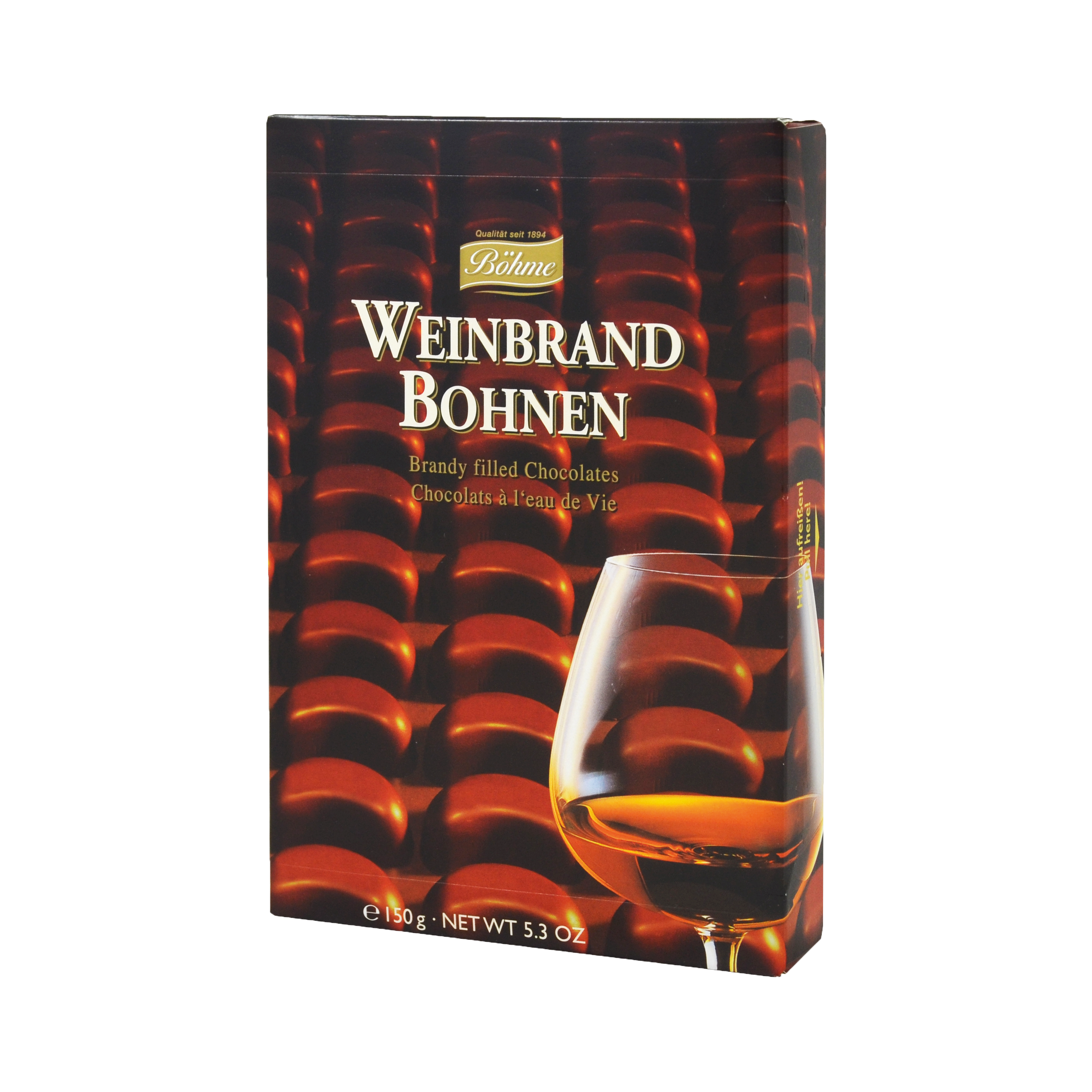 Delitzscher Weinbrandbohnen von Böhme – Edelpralinen in Zartbitterschokolade mit 39% Weinbrandfüllung, 150g
