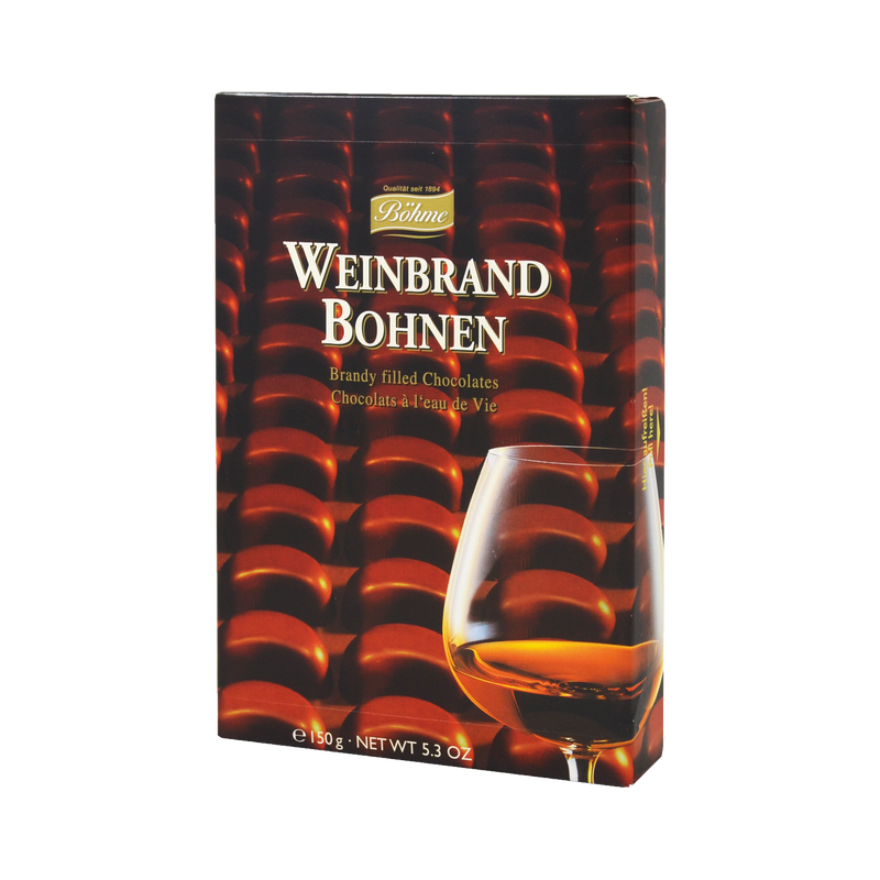 Delitzscher Weinbrandbohnen von Böhme – Edelpralinen in Zartbitterschokolade mit 39% Weinbrandfüllung, 150g