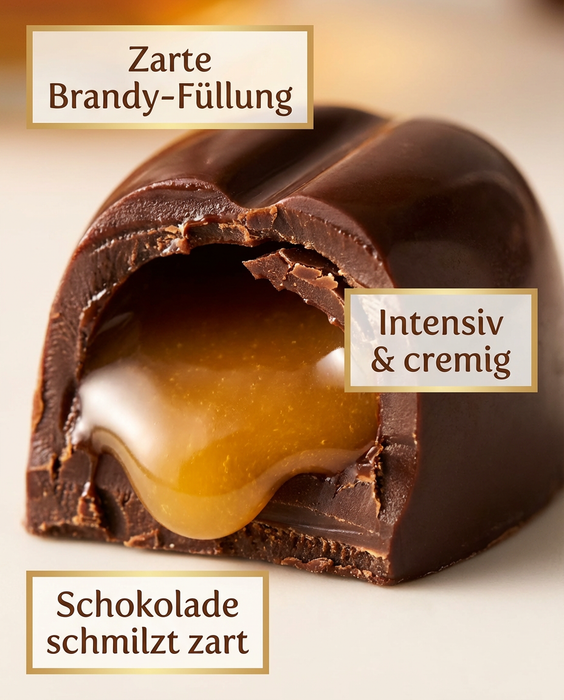 Delitzscher Weinbrandbohnen von Böhme – Edelpralinen in Zartbitterschokolade mit 39% Weinbrandfüllung, 150g