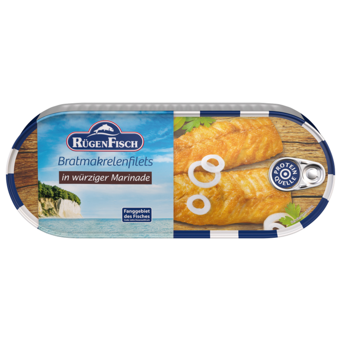 RügenFisch Bratmakrelenfilets in würziger Marinade 500 g – Bratfisch - handverlesen - ohne Farbstoffe & ohne Geschmacksverstärker