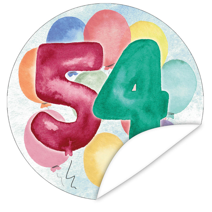 Aufkleber-54-Zahlen-Aquarell