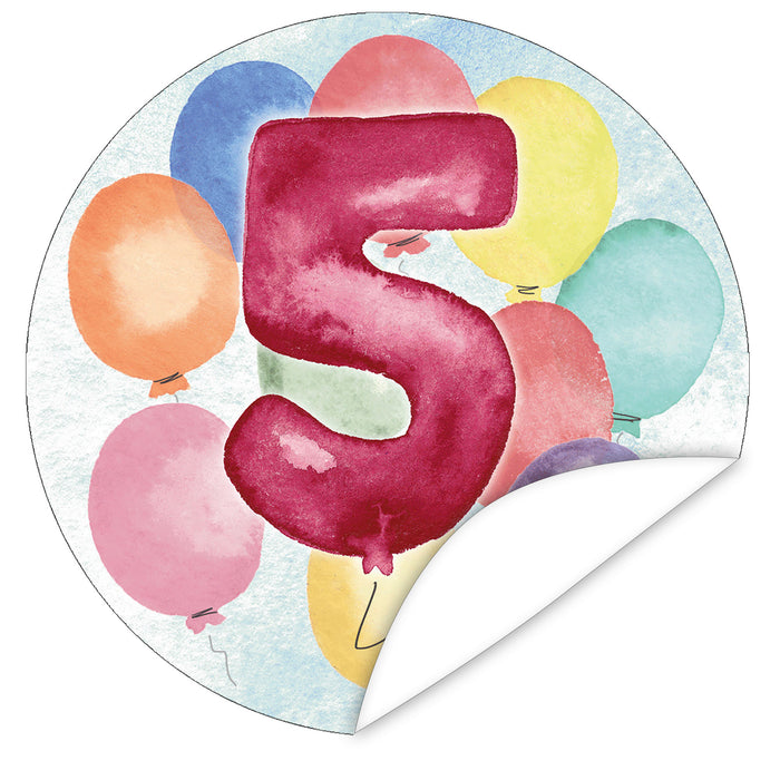 Aufkleber-5-Zahlen-Aquarell