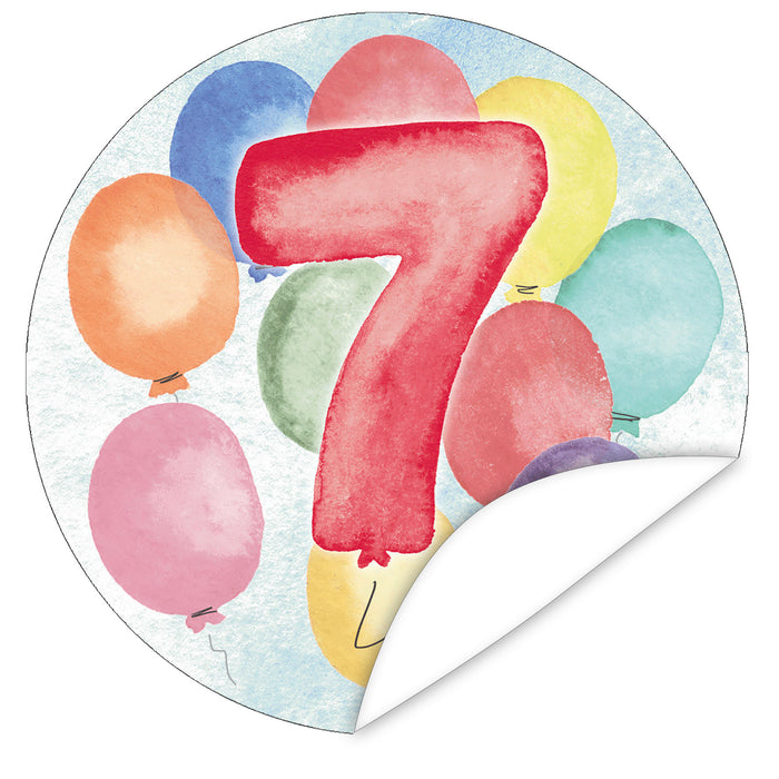 Aufkleber-7-Zahlen-Aquarell