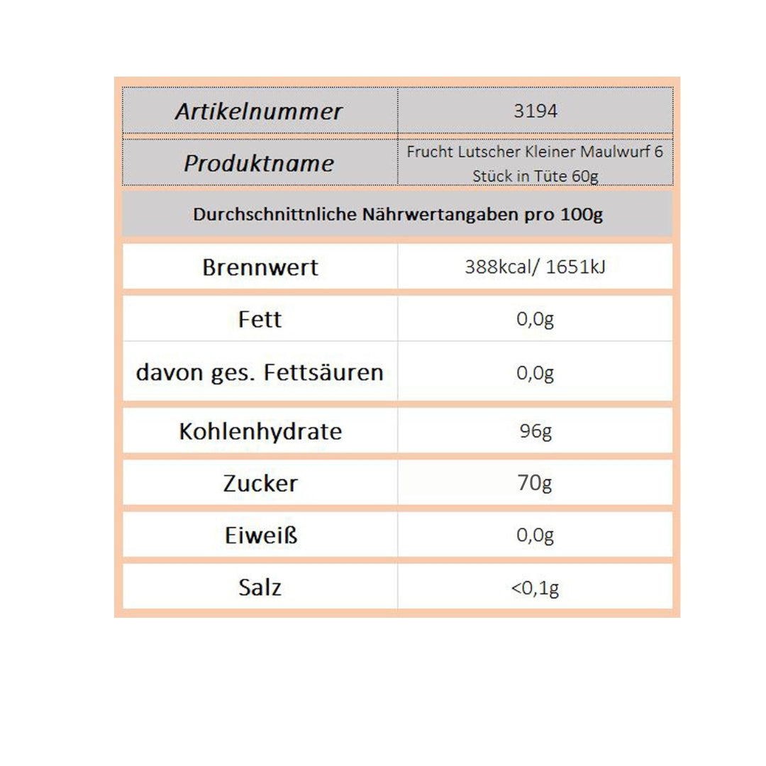 Lutscher Frucht Blumenmotiv  6 Stück