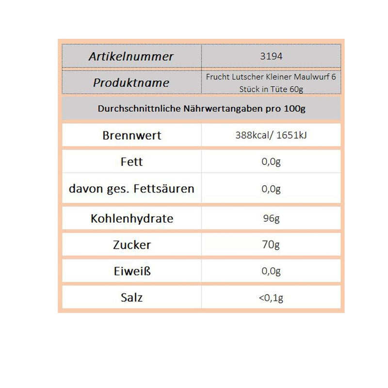 Lutscher Frucht Blumenmotiv  6 Stück
