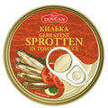 DOVGAN Kilka Sprotten in Tomatensauce – Gebratene ganze Sprotten - Ostsee-Fanggebiet FAO 27IIId 240 g