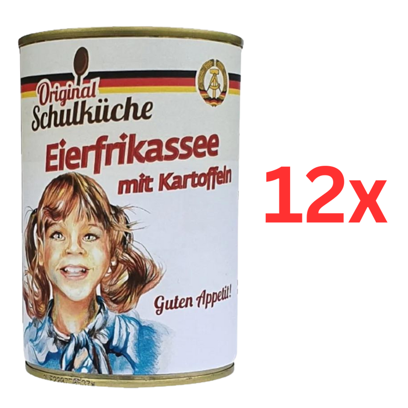 12x Original Schulküche Eierfrikassee mit Kartoffeln.