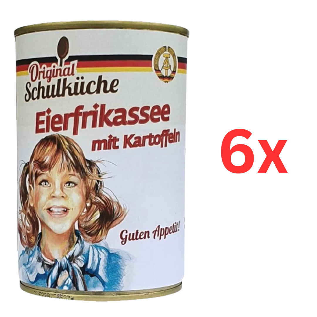 6x Original Schulküche Eierfrikassee mit Kartoffeln.