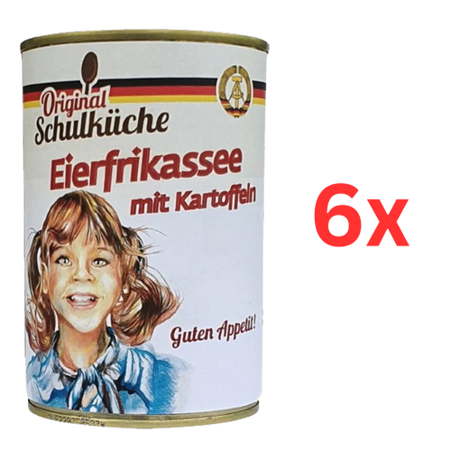 6x Original Schulküche Eierfrikassee mit Kartoffeln.