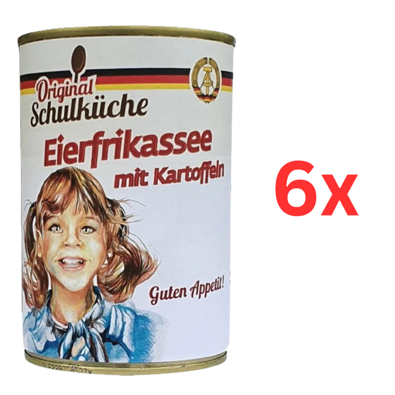6x Original Schulküche Eierfrikassee mit Kartoffeln.