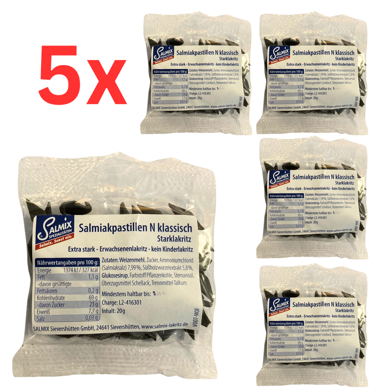 5x Salmix Salmiakpastillen 20g Beutel