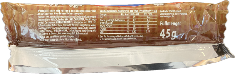 Waffelröllchen mit Karamellcremefüllung 45g (Dovgan)