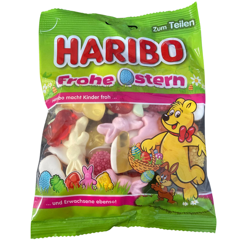 HARIBO Frohe Ostern 200 g – Bunte Ostermischung aus Fruchtgummi, Schaumzucker & Gelee mit Zuckerperlen passend fürs Osternest
