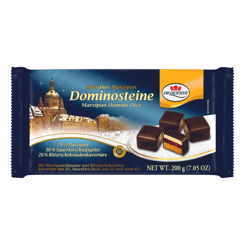 Dr. Quendt Dresdner Marzipan Dominosteine mit fruchtigen Kirschgelee in edler Schokolade, 200g