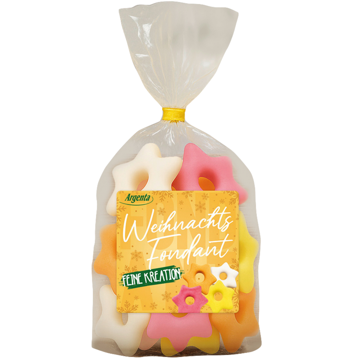 Argenta Kandierter Fondant feine Kreation an bunten Weihnachtssternen - mal ohne Schokolade, 175 g.