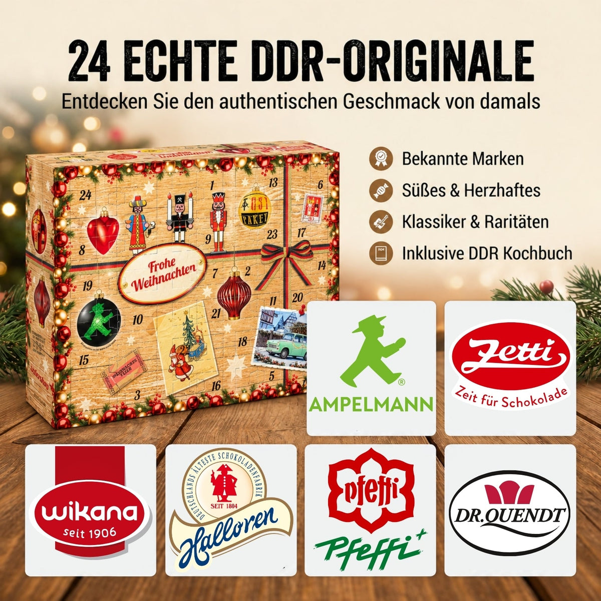 10. Geburtstag - Ostalgie Adventskalender 2026 – 24 Erinnerungen & Kultprodukte mit Marken wie Viba, Halloren, Zetti, Komet & Pfeffi