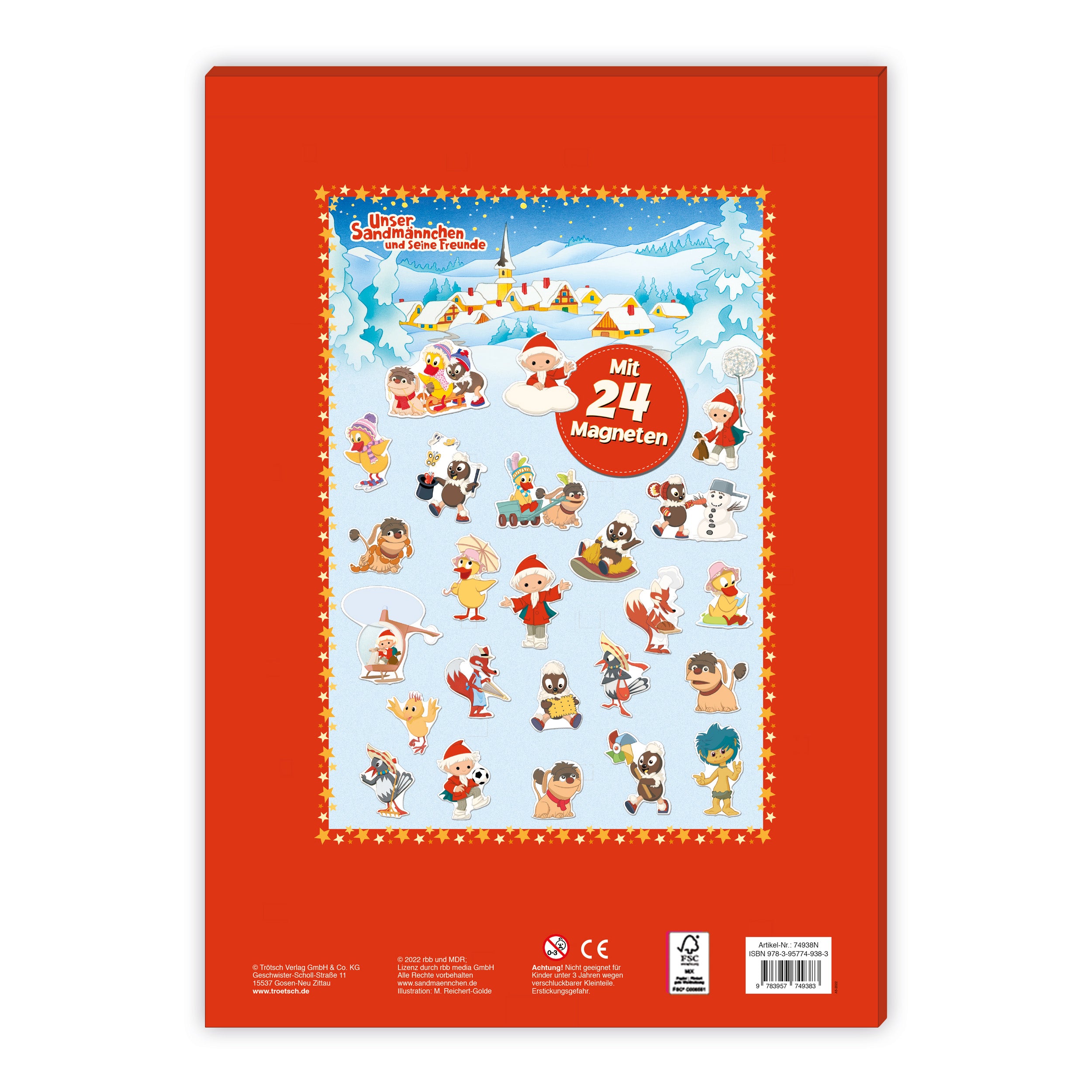 Unser Sandmännchen Magnet-Adventskalender – 24 Magnete mit beliebten Figuren