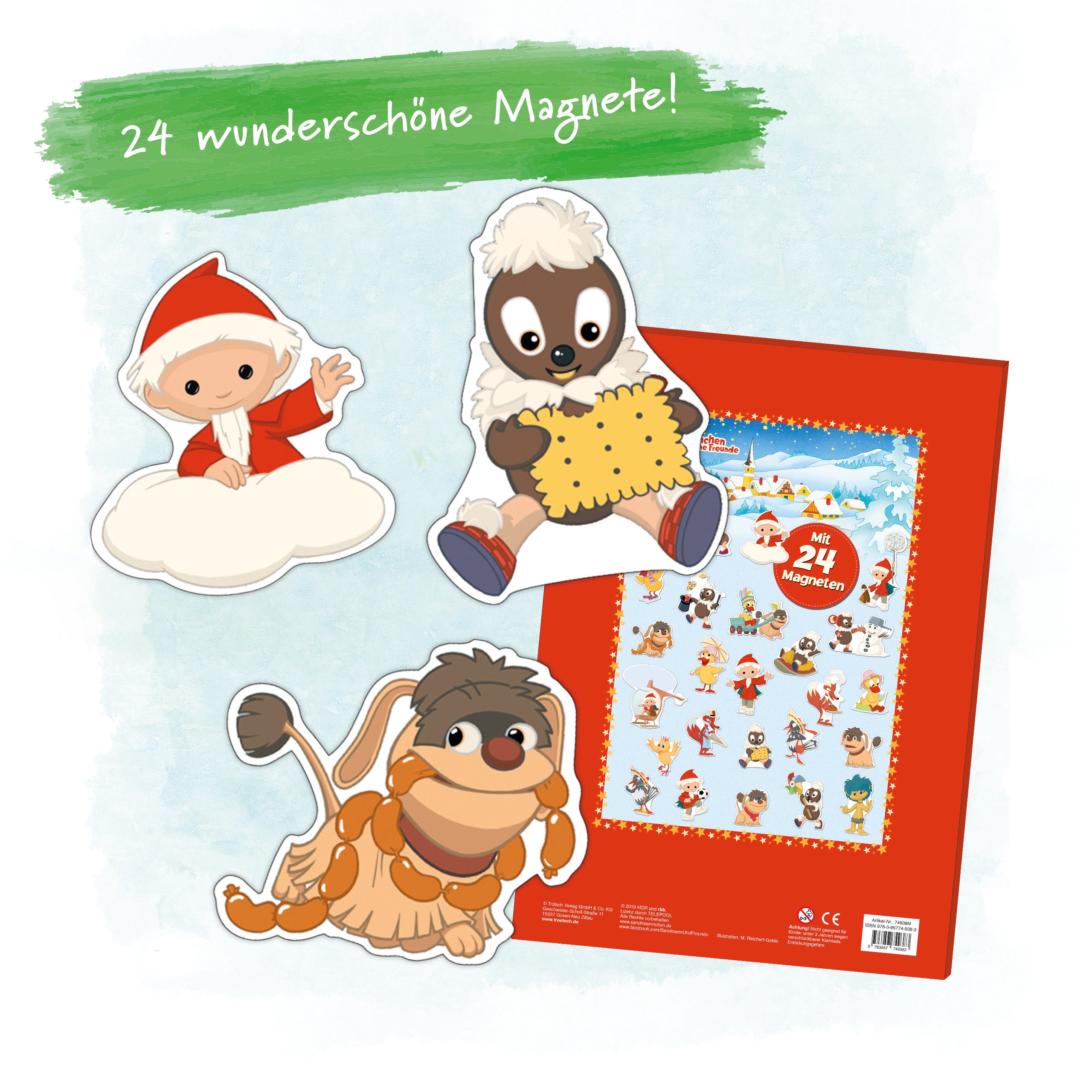 Unser Sandmännchen Magnet-Adventskalender – 24 Magnete mit beliebten Figuren
