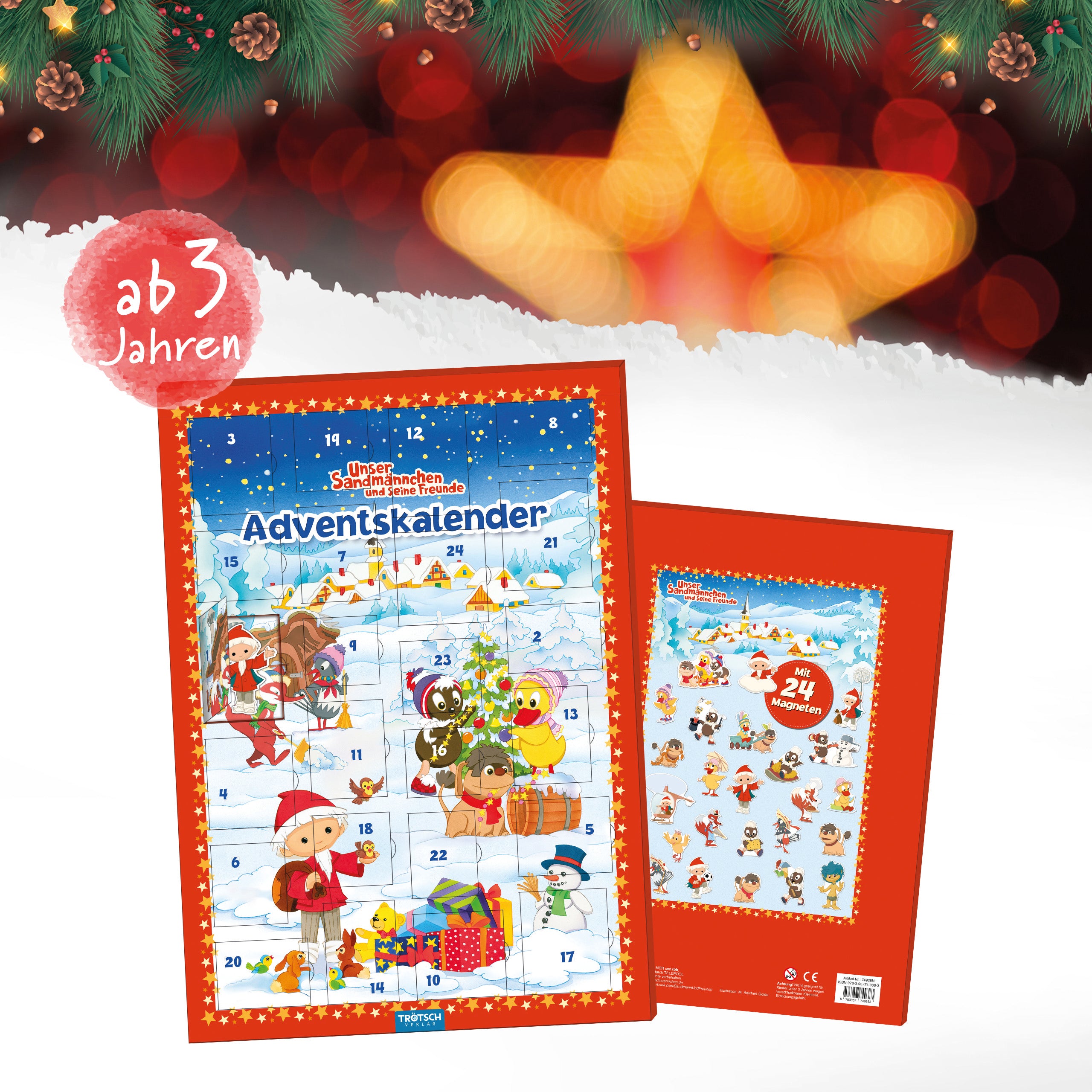 Unser Sandmännchen Magnet-Adventskalender – 24 Magnete mit beliebten Figuren