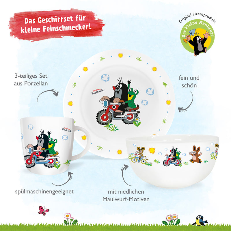 3tlg-Porzellan-Maulwurf-Motorr