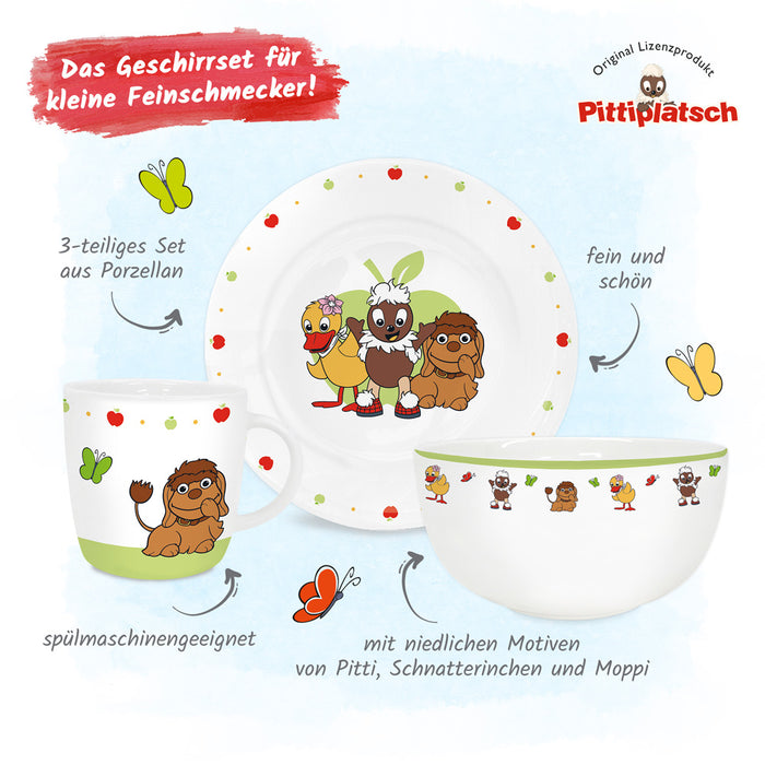 3tlg-Geschirrset-Pittiplatsch