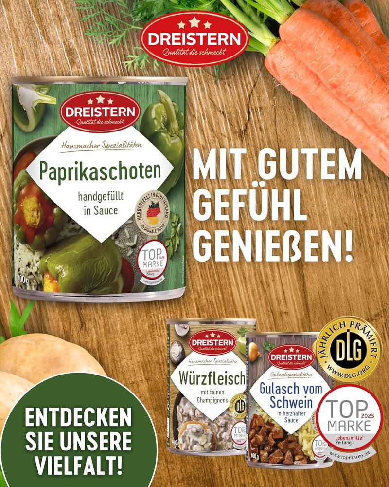 Dreistern 2 Paprikaschoten mit feiner Fleischfüllung 800g - handgefüllt in Sauce
