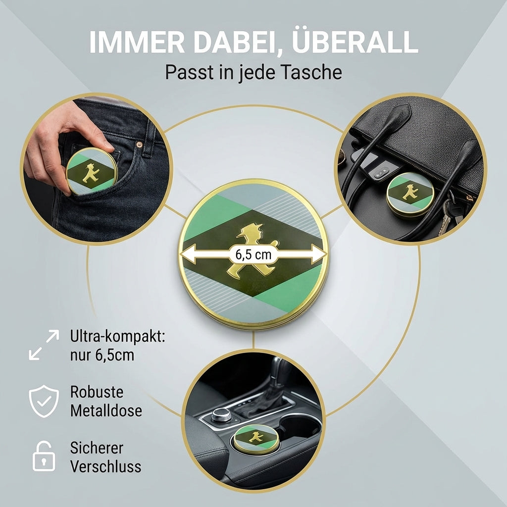 Pfefferminz-Pastillen in schöner Metalldose mit Goldprägung Ampelmann, 30g