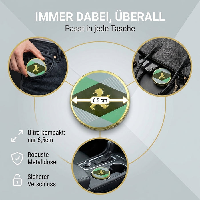 Pfefferminz-Pastillen in schöner Metalldose mit Goldprägung Ampelmann, 30g