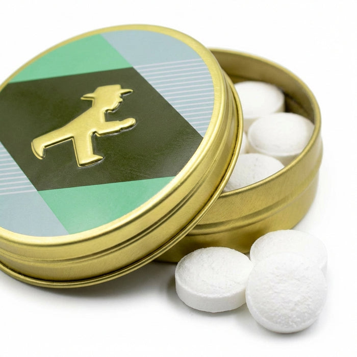 Pfefferminz-Pastillen in schöner Metalldose mit Goldprägung Ampelmann, 30g