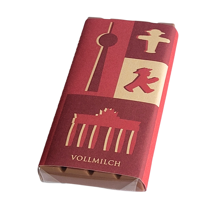 Cremige Edelvollmilch mit 37% Kakaoanteil in Ampelmann-Verpackung 13,5g