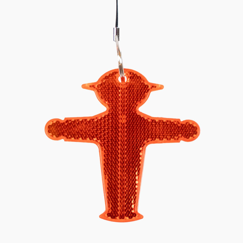 Ampelmann Reflektor im roten Ampelmännchen-Steher 7 cm groß mit 10 cm Band zur Befestigung