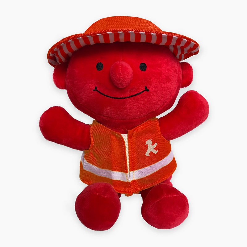 Rotes Kuscheltier für Berlinfans als flauschiger AMPELMANN - waschbar - für Babies ab 9 Mo. - Größe: 25 cm