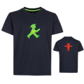 Schwarzes Bio-Baumwollshirt für Kinder mit Ampelmann vorne und hinten - bequemer Schnitt